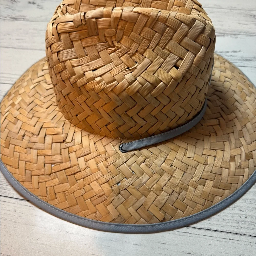 Kids' Woven Straw Hat with Gray Trim - Picture 5 of 12